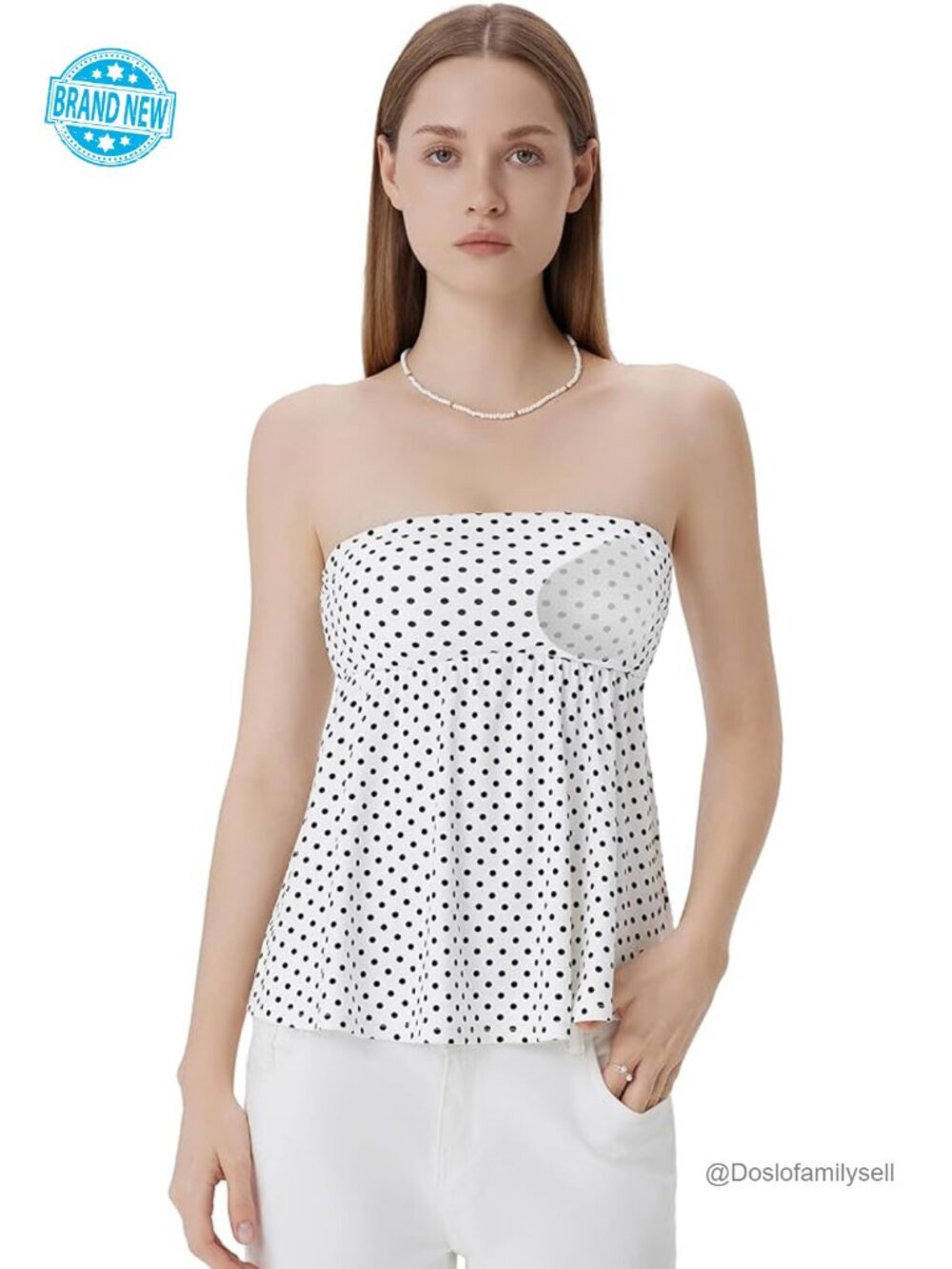 Peplum Tube Top with Built-in Bra Sleeveless Strapless Tank Top